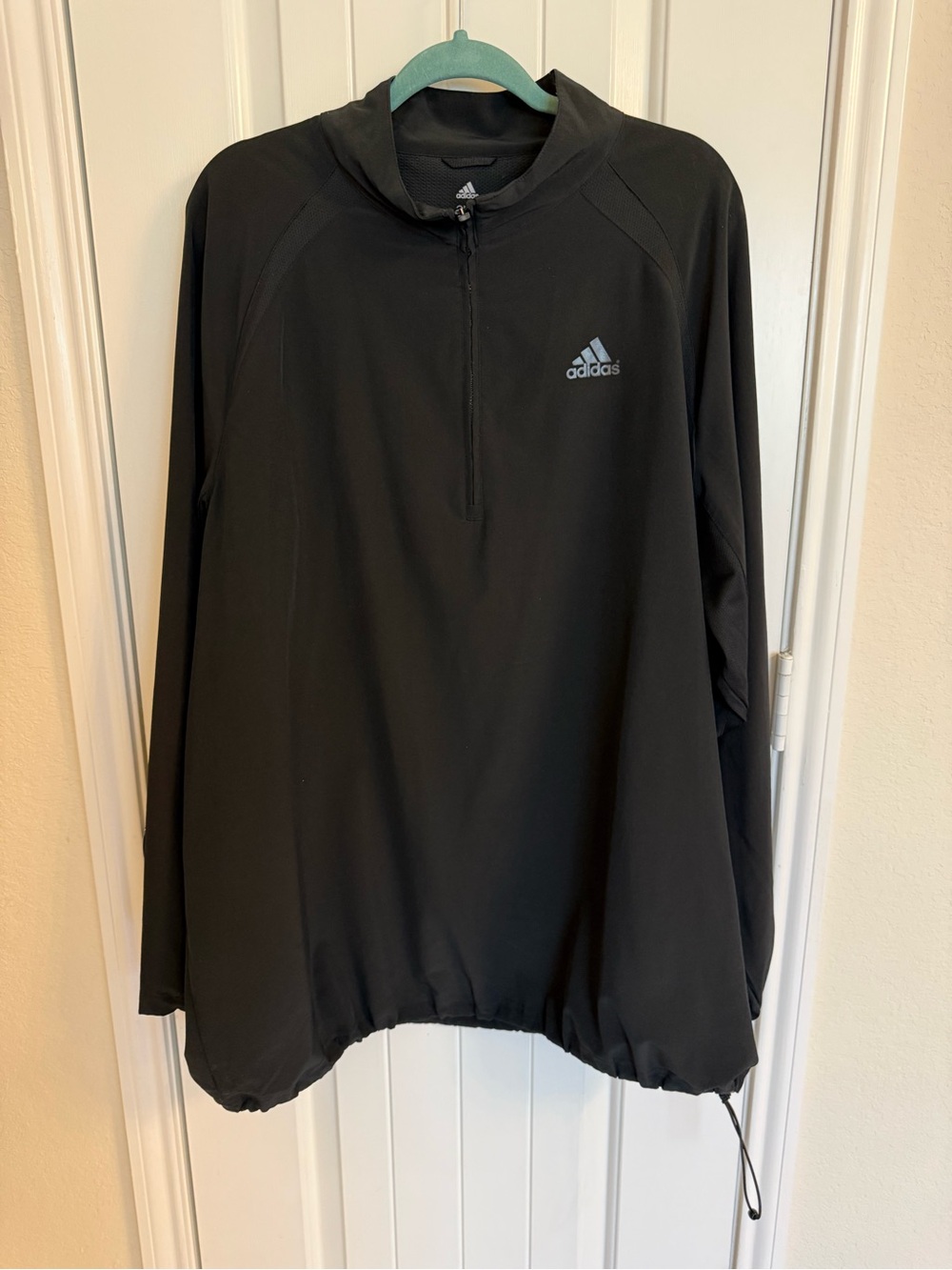 Adidas Men’s Black 1/4 Zip Mock Neck Long-Sleeve Windbreaker XXL